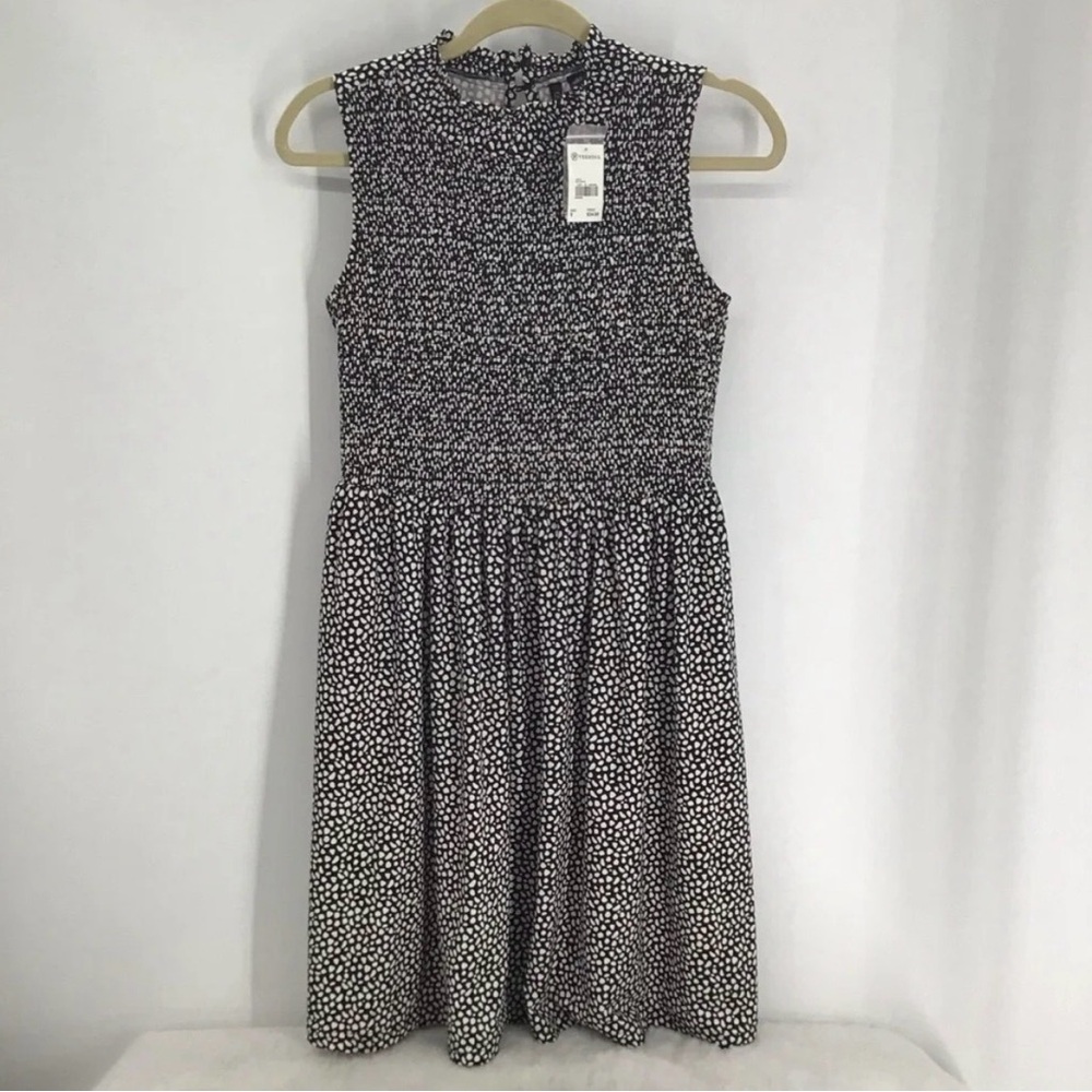 Versona Women’s Smocked Sleeveless Soft Casual Dress Black/White NWT Size Small